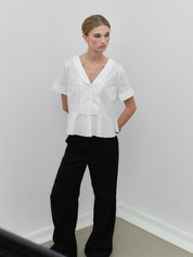 Schulz by Crowd Saima GOTS organic cotton white shirt blouse