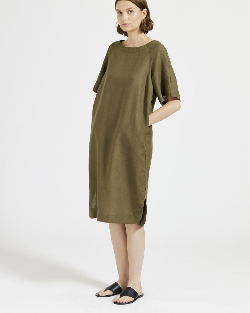 Maska - Arya Linen Dress - Dark Green