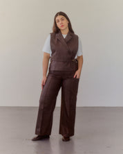 VIBE VIBE Justerbarbar vest med revers - Brun denim