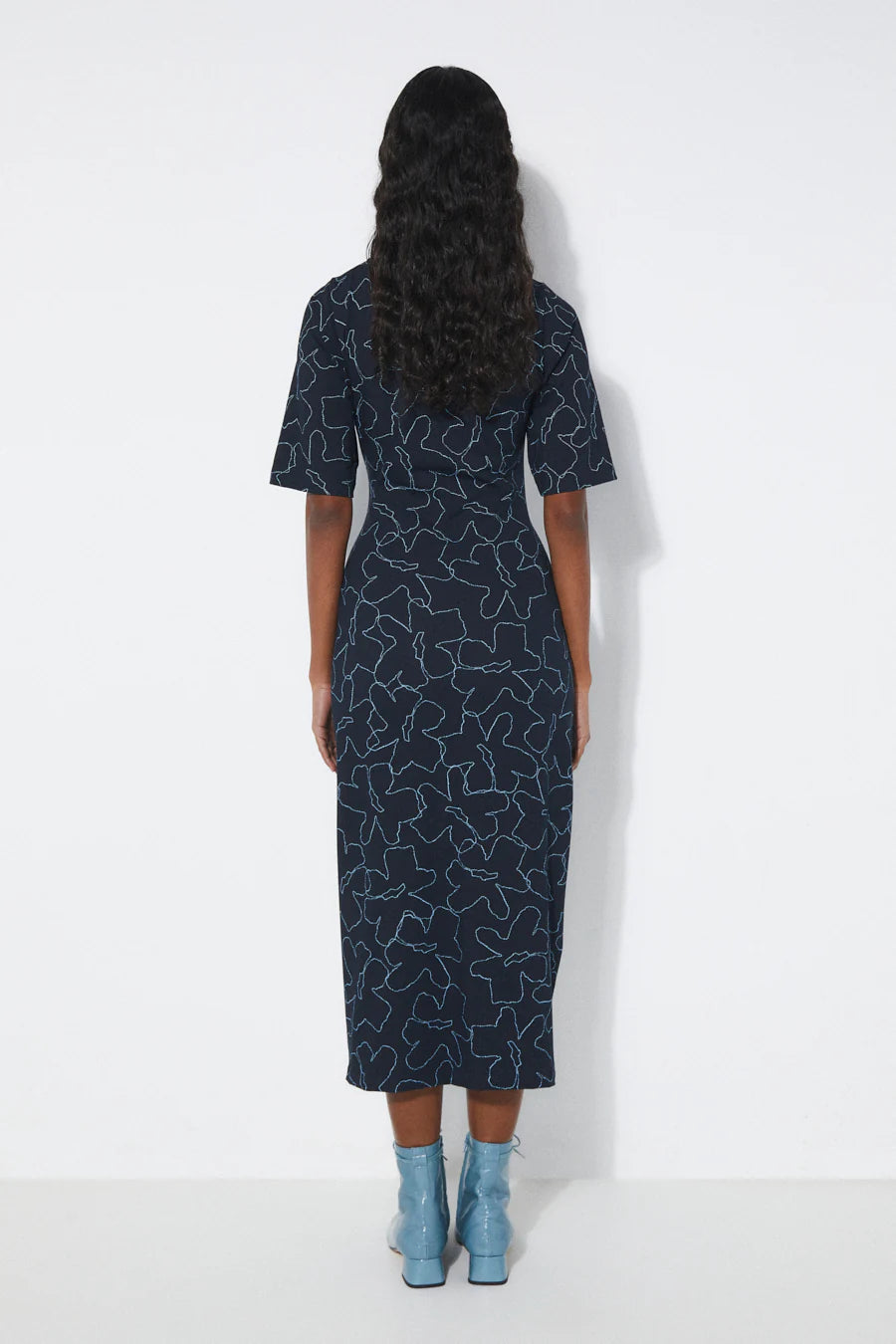 Rita Row - Pola Dress Flowers - Dark Navy