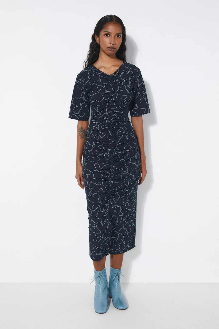 Rita Row - Pola Dress Flowers - Dark Navy