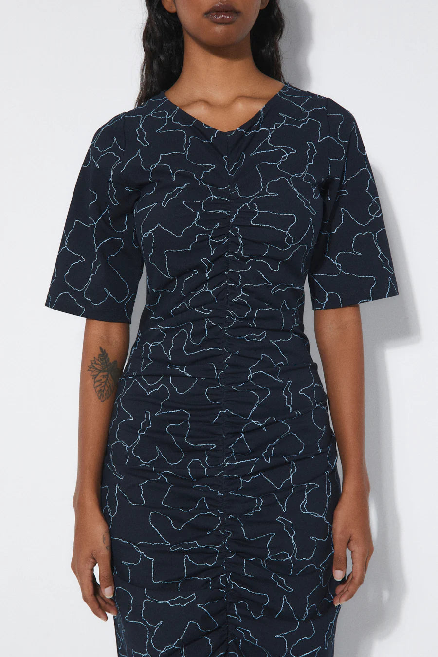 Rita Row - Pola Dress Flowers - Dark Navy
