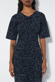 Rita Row - Pola Dress Flowers - Dark Navy
