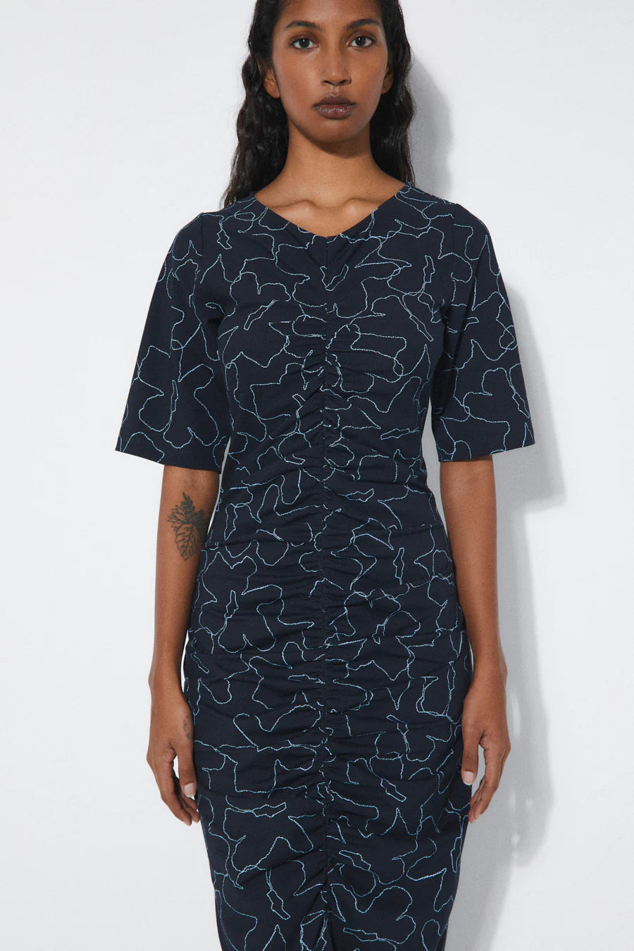 Rita Row - Pola Dress Flowers - Dark Navy