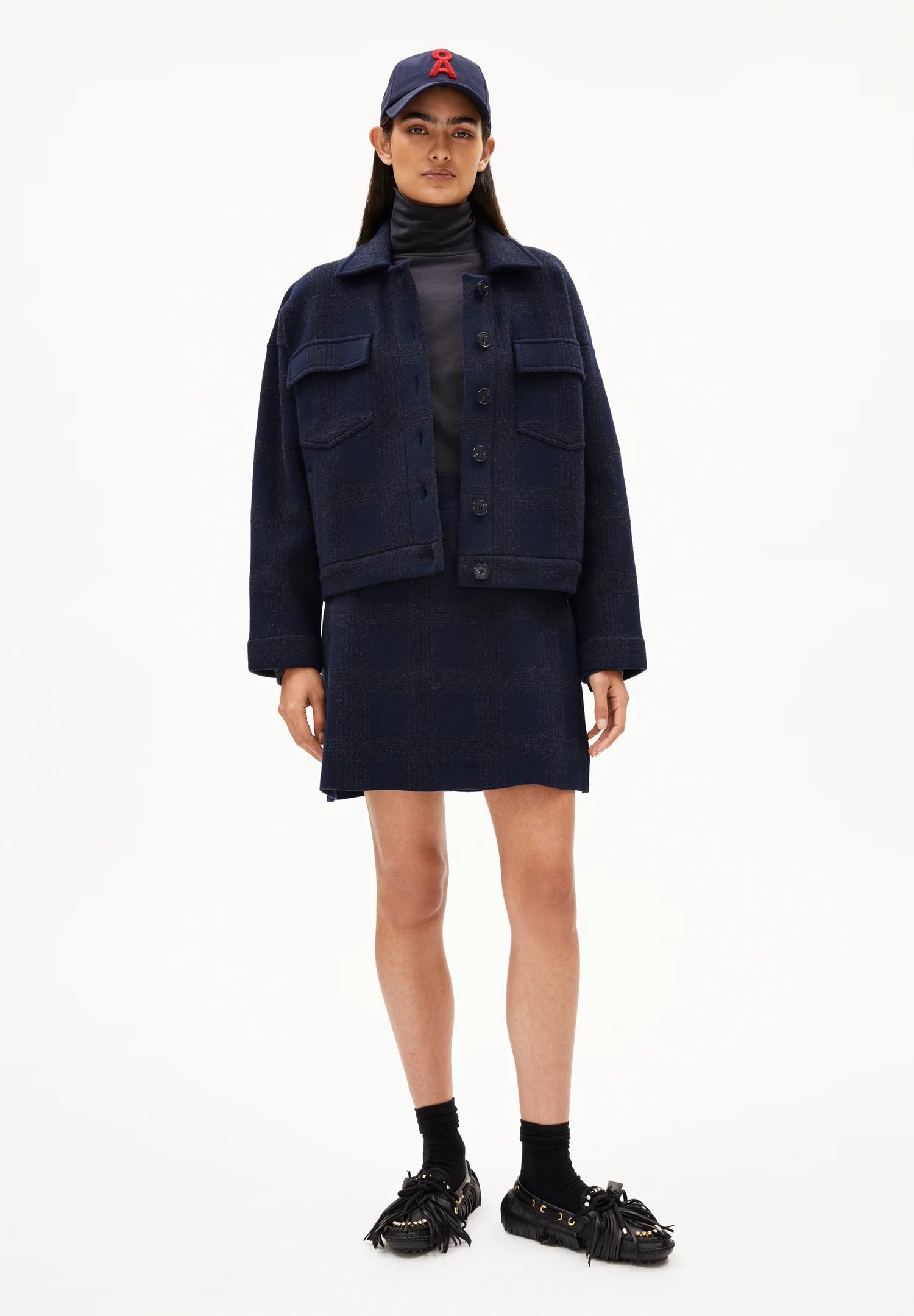 Armed Angels - Darlaa Check Skirt - Night Sky Steel Melange