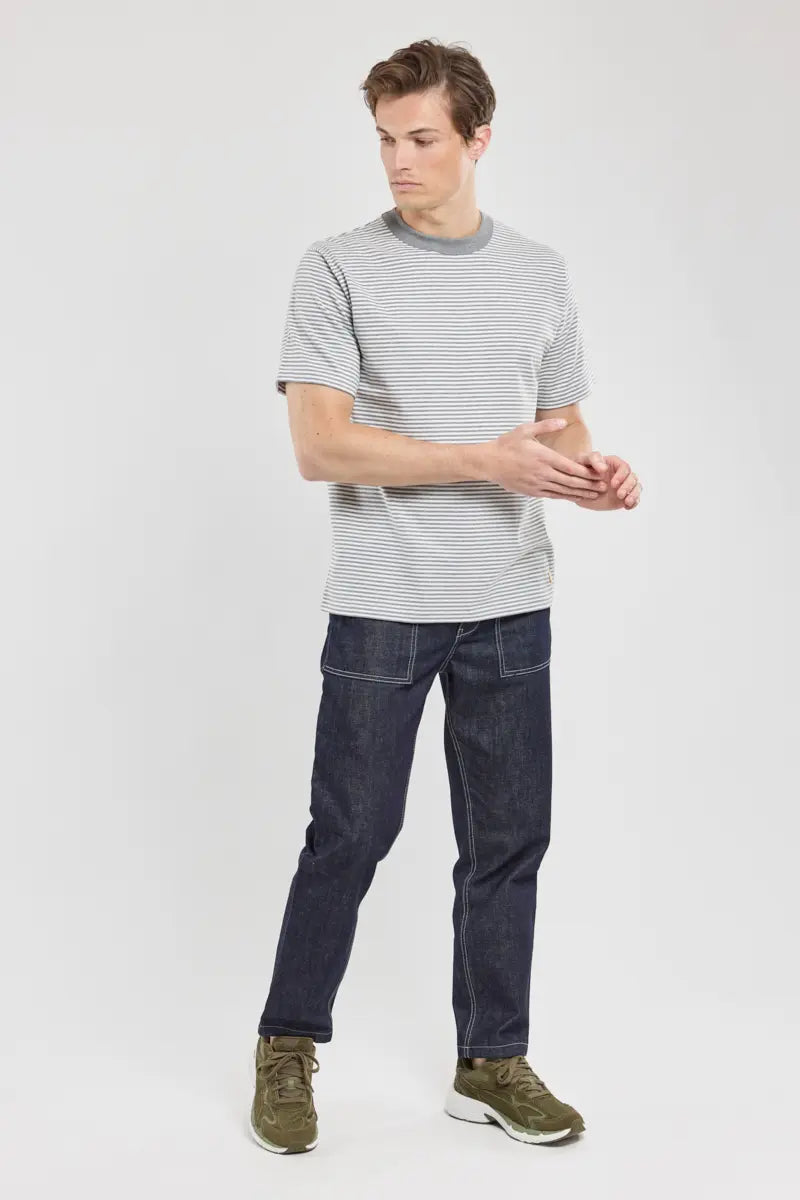Armor Lux Heritage striped T-shirt - light cotton Grå / Hvid