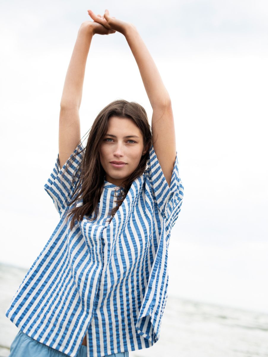 Serendipity Short Sleeved Shirt Azur Stripe