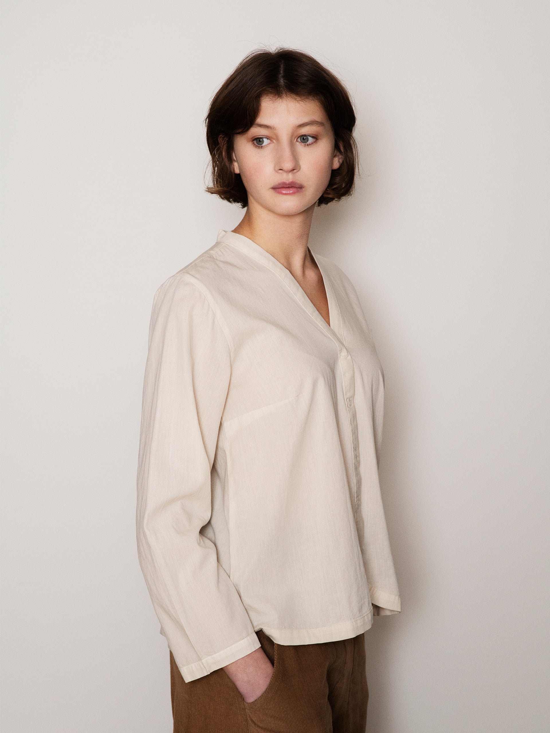 Serendipity Button Blouse Oyster