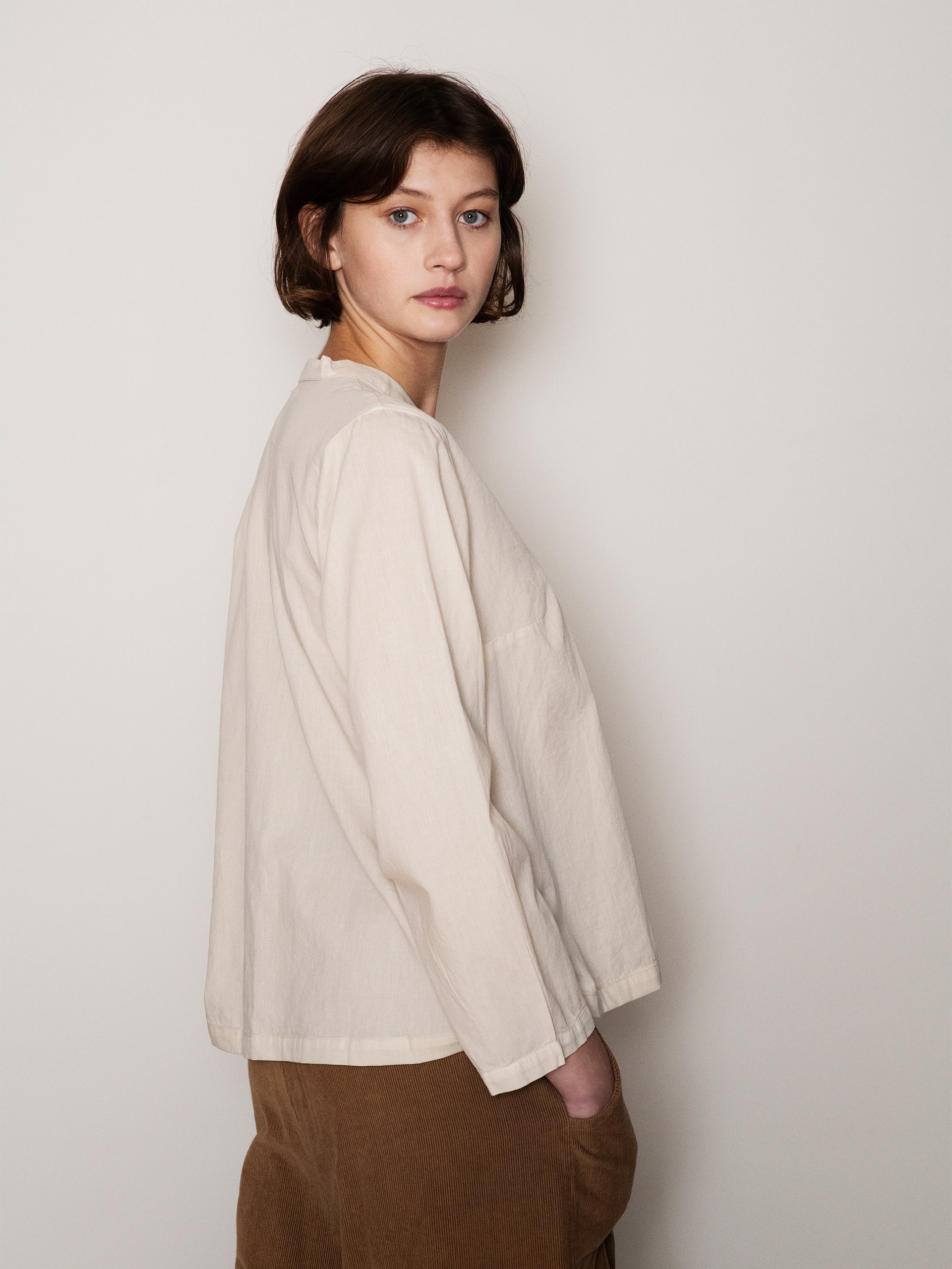 Serendipity Button Blouse Oyster