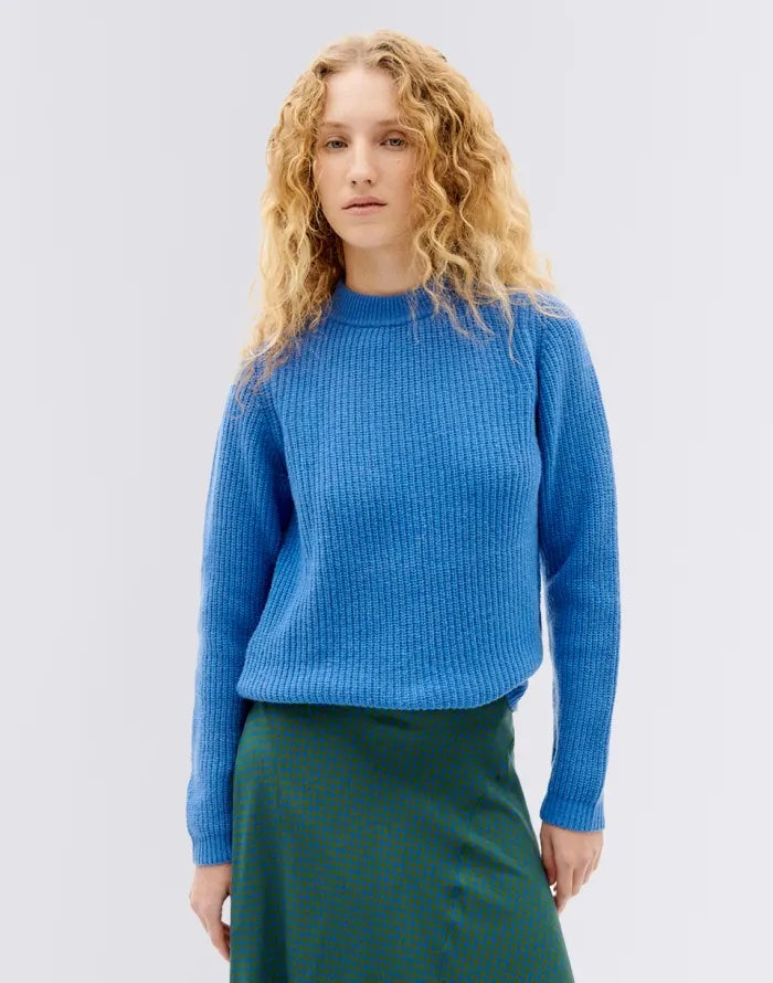 Thinking Mu - Uld Sweater - BLUE HERA KNITTED SWEATER