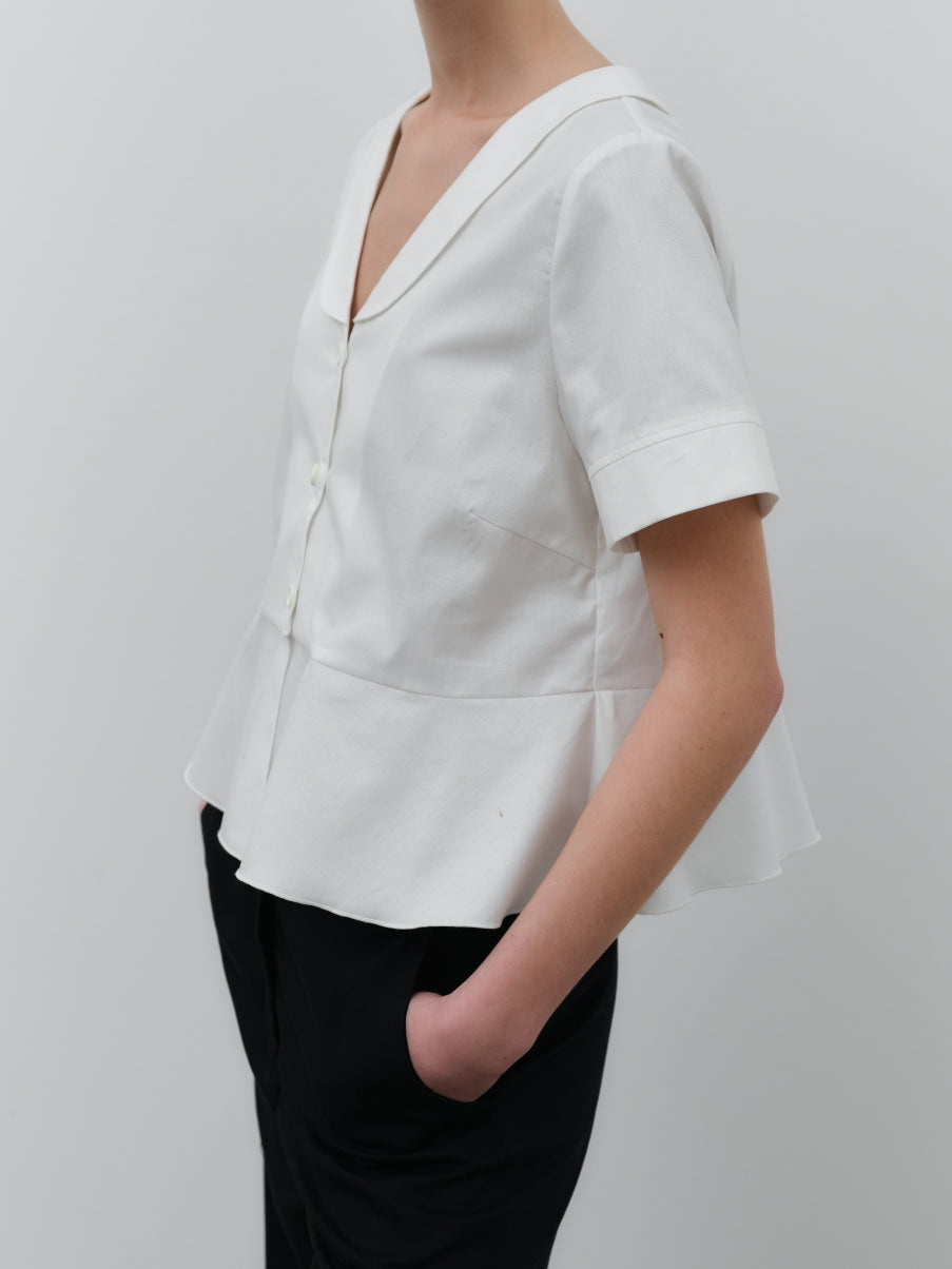 Schulz by Crowd Saima GOTS organic cotton white shirt blouse