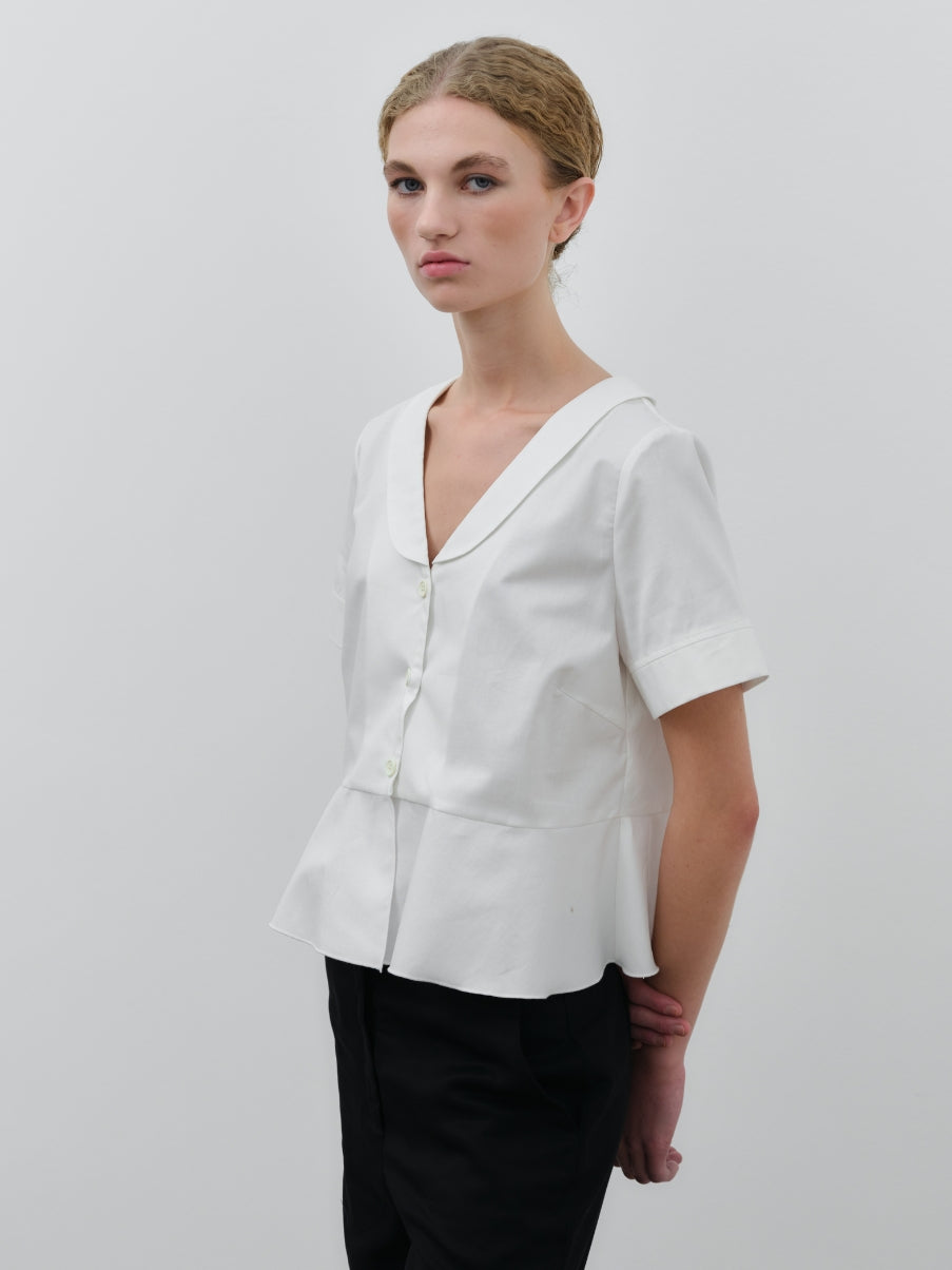 Schulz by Crowd Saima GOTS organic cotton white shirt blouse