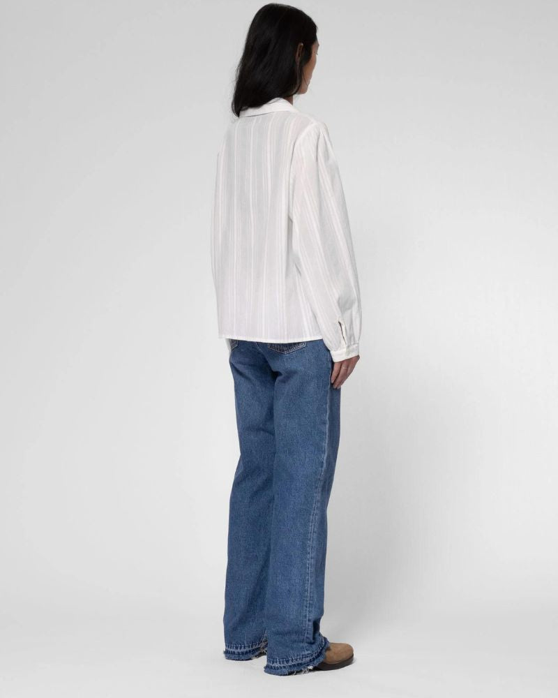 Nudie Jeans - Edith striped dobby blouse offwhite