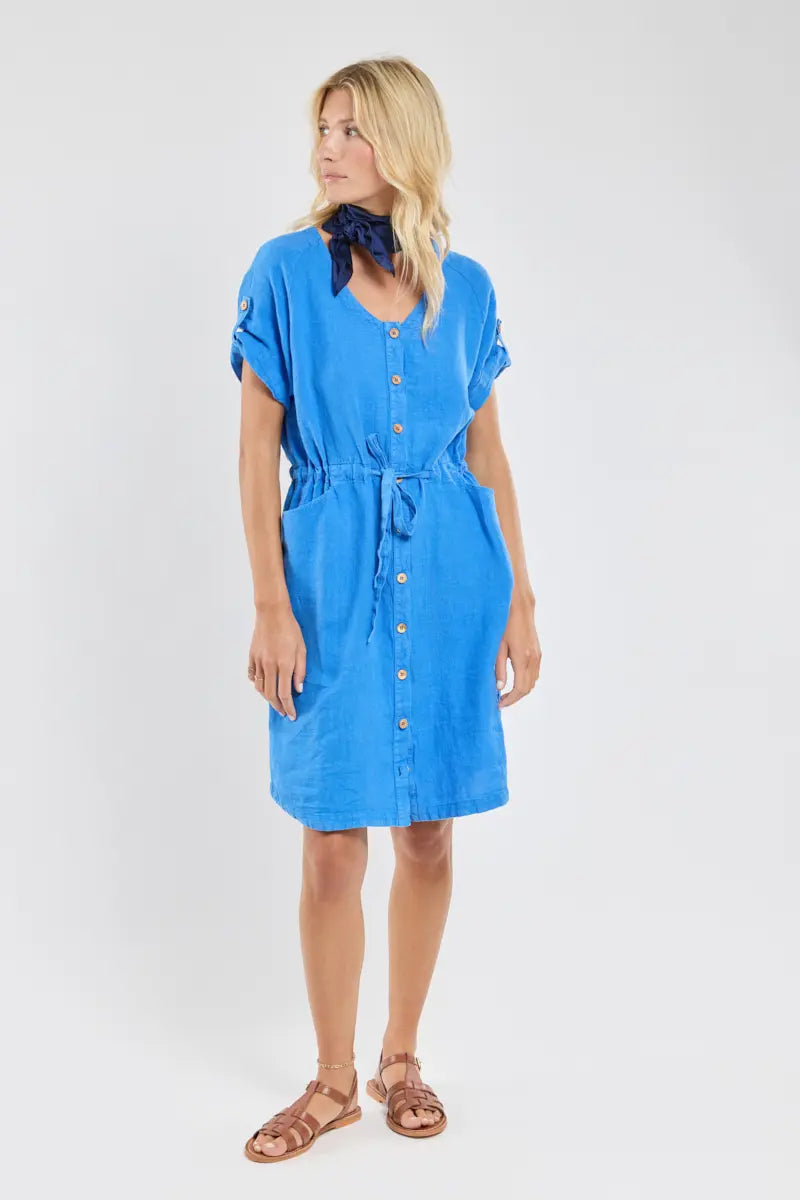 Armor Lux Belted dress Linen Saphir Blue Lyseblå