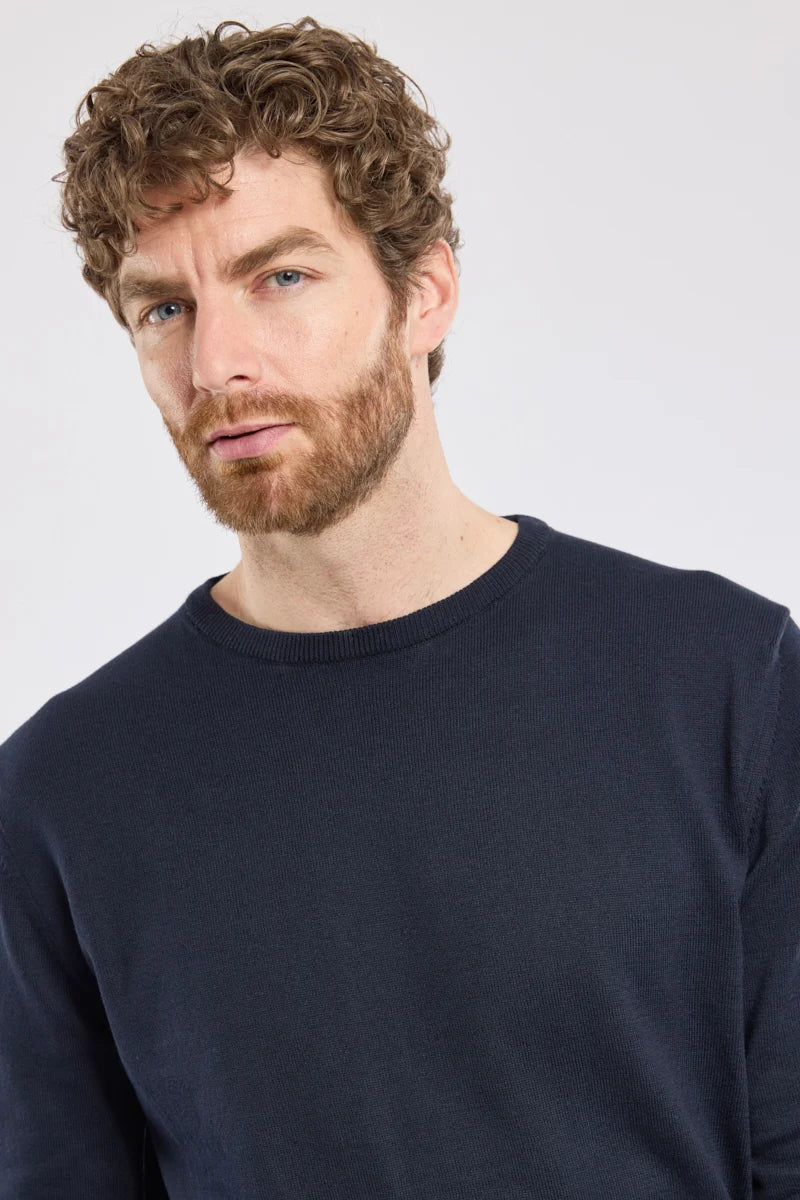 Armor Lux Round neck sweater Carantec cotton - Navy