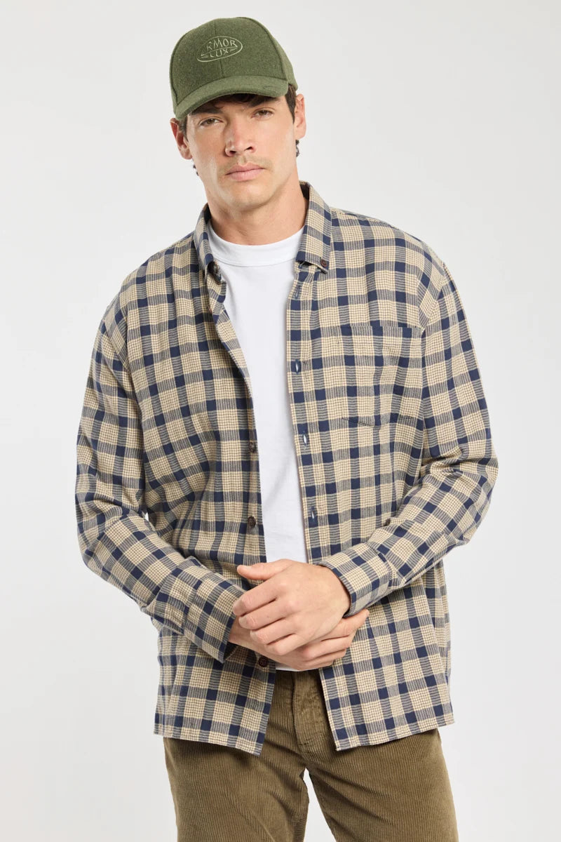 Armor lux Flannel overshirt Carreaux beige/Navire