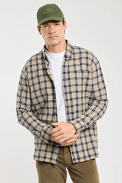 Armor lux Flannel overshirt Carreaux beige/Navire