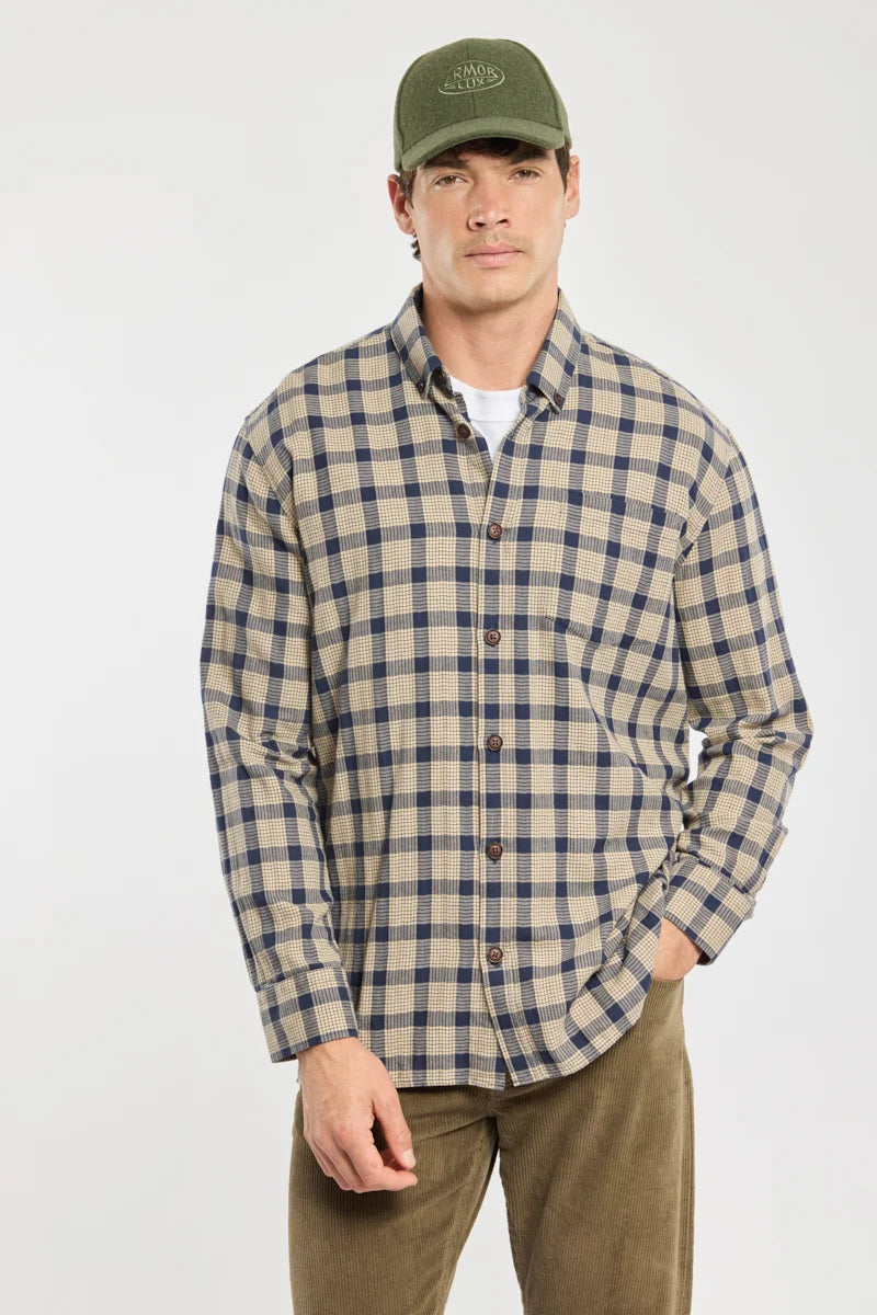 Armor lux Flannel overshirt Carreaux beige/Navire
