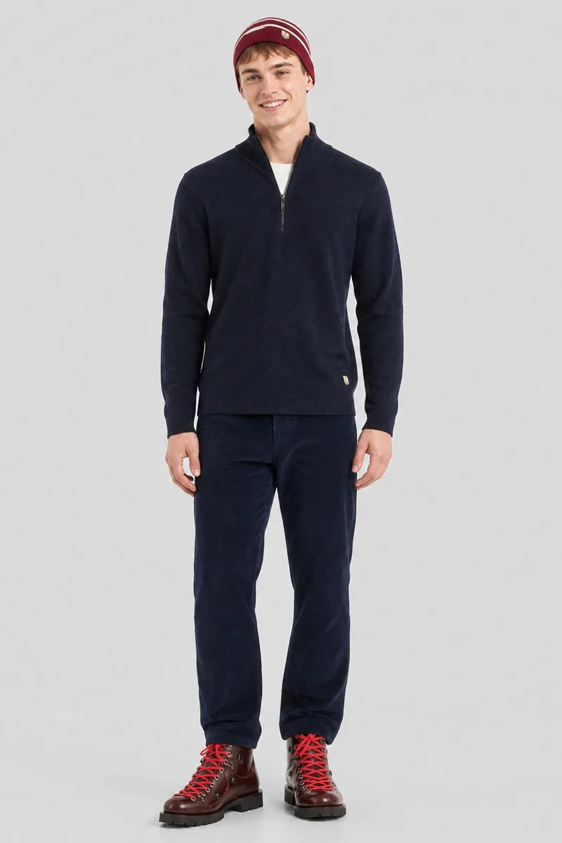 Armor Lux Quarter zip sweater Guisseny wool - Navy