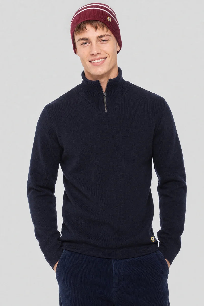 Armor Lux Quarter zip sweater Guisseny wool - Navy