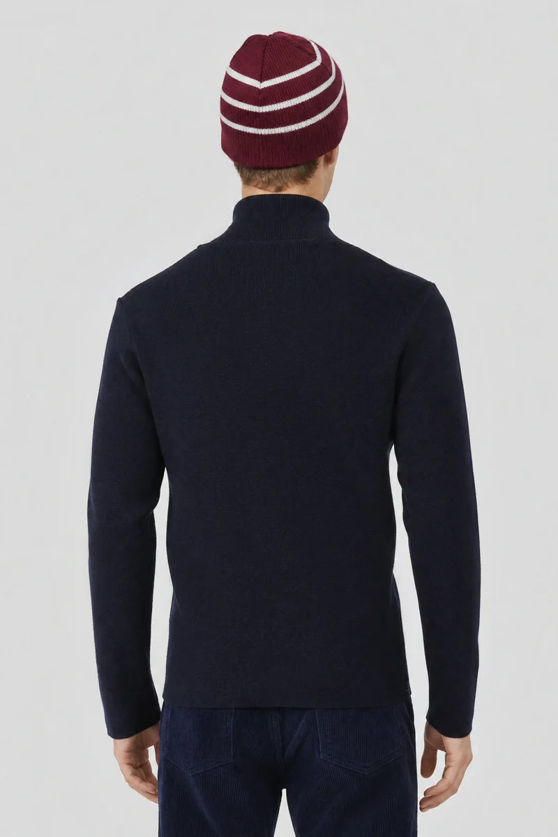 Armor Lux Quarter zip sweater Guisseny wool - Navy