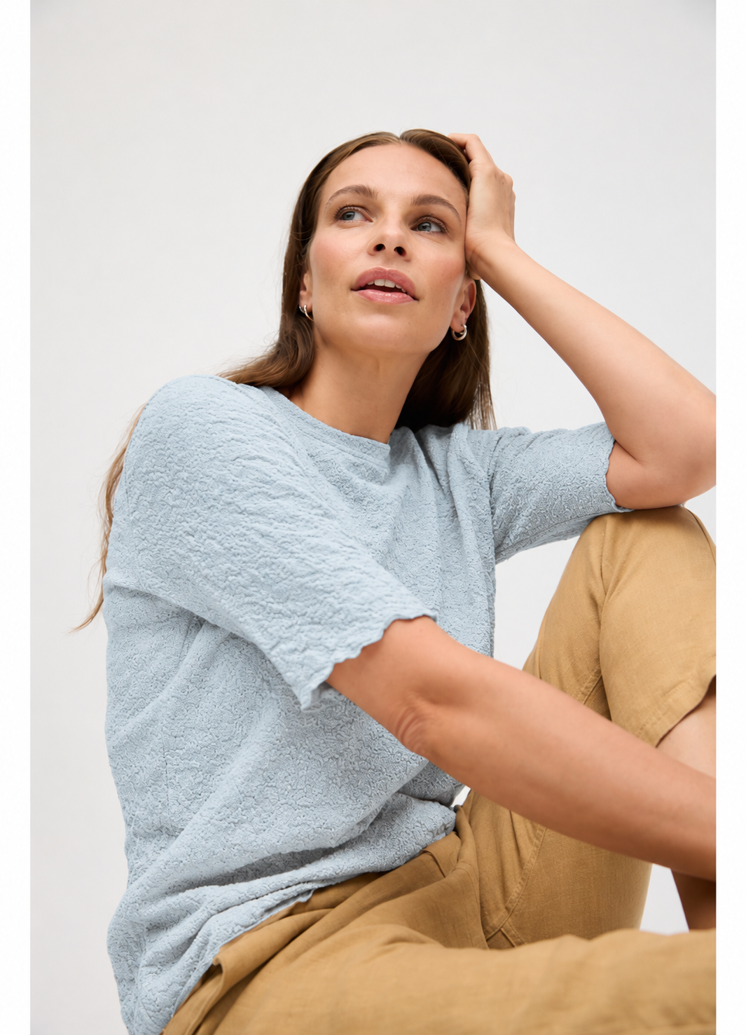 Shirt s/s w/collar pannel - Blue Mist