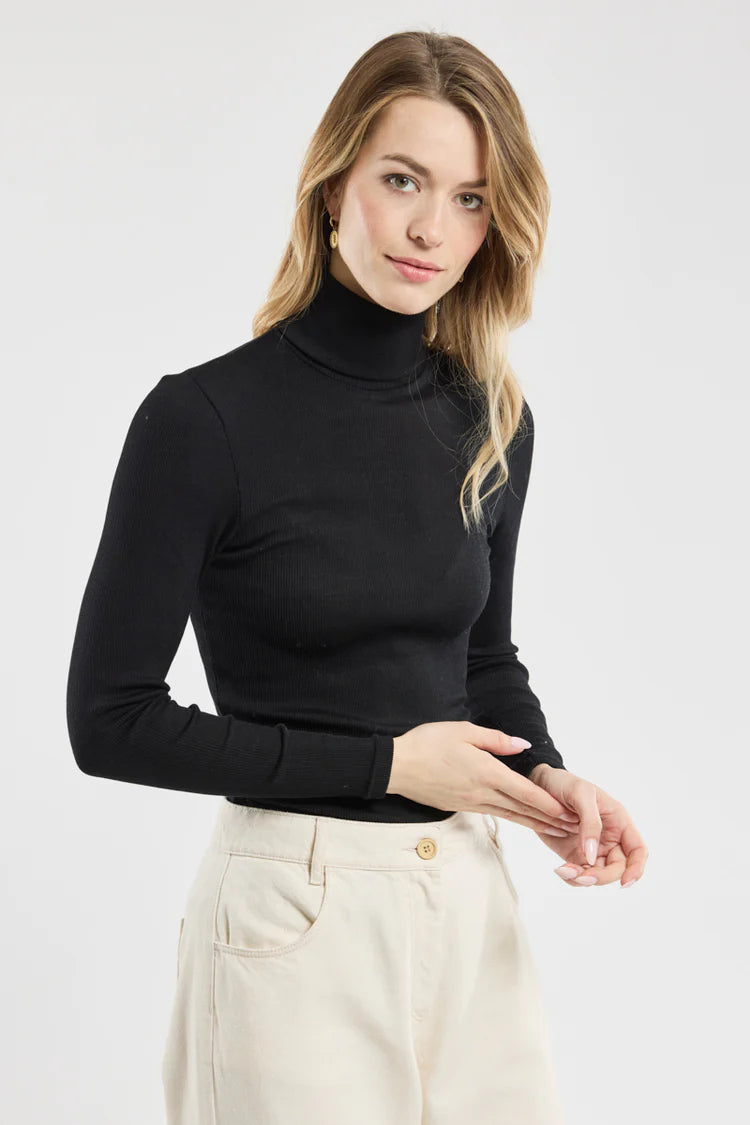 Armor Lux - Uld Silke Turtleneck - Black