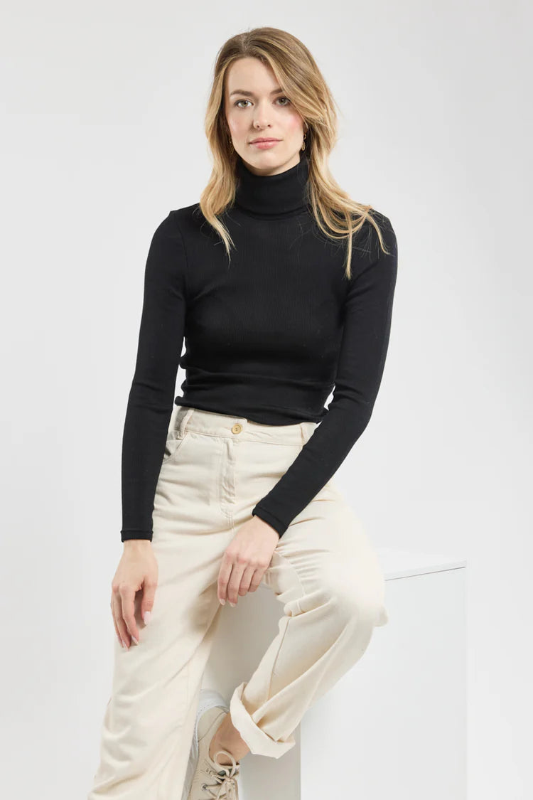 Armor Lux - Uld Silke Turtleneck - Black