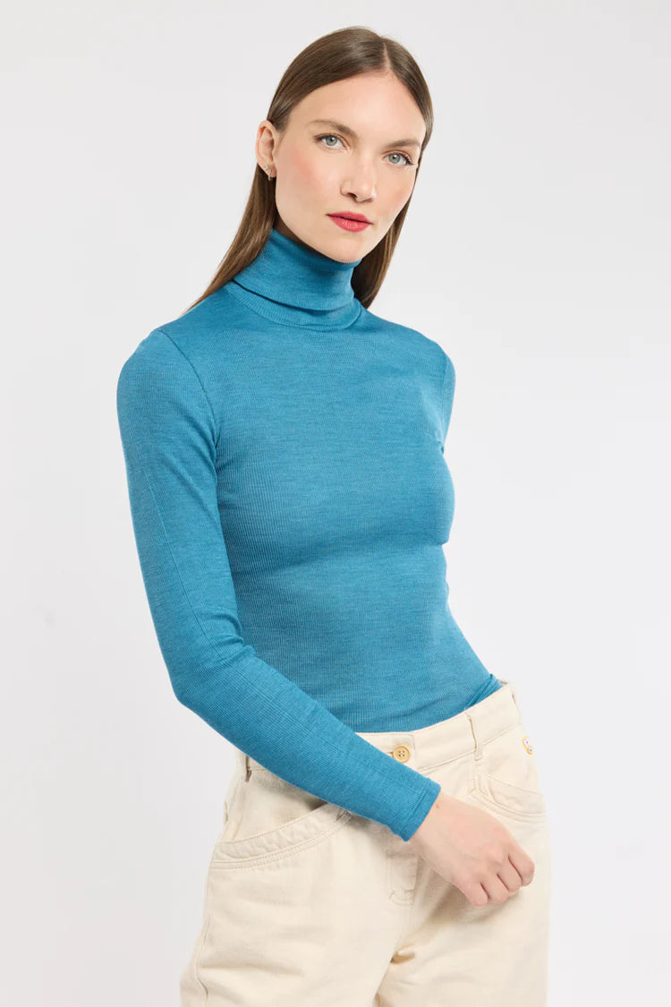 Armor Lux - Uld Silke Turtleneck - Marsouin