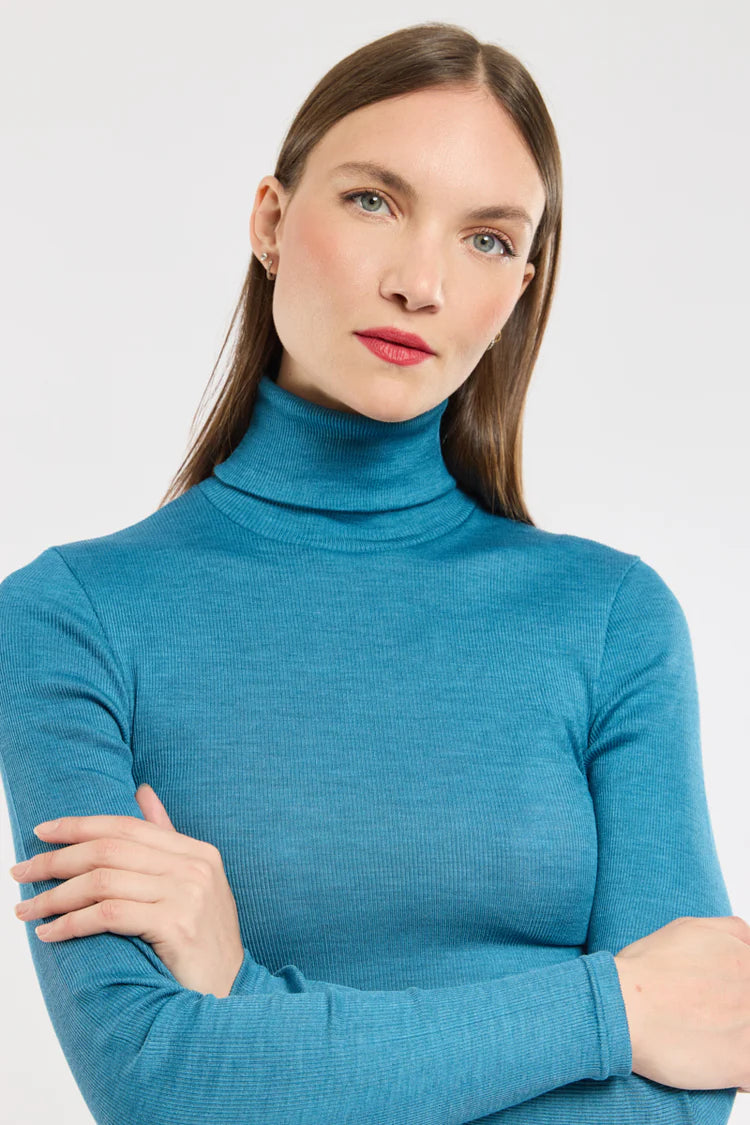 Armor Lux - Uld Silke Turtleneck - Marsouin
