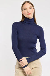 Armor Lux - Uld Silke Turtleneck - Indaco Navy
