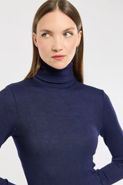 Armor Lux - Uld Silke Turtleneck - Indaco Navy