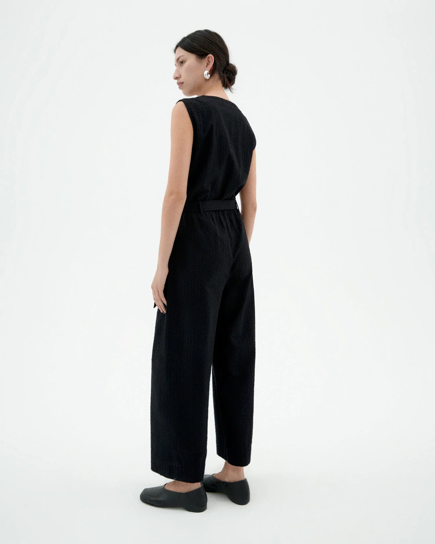 Thinking Mu - Winona Jumpsuit - Black Seersucker
