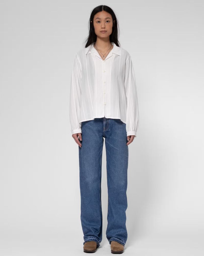 Nudie Jeans - Edith striped dobby blouse offwhite