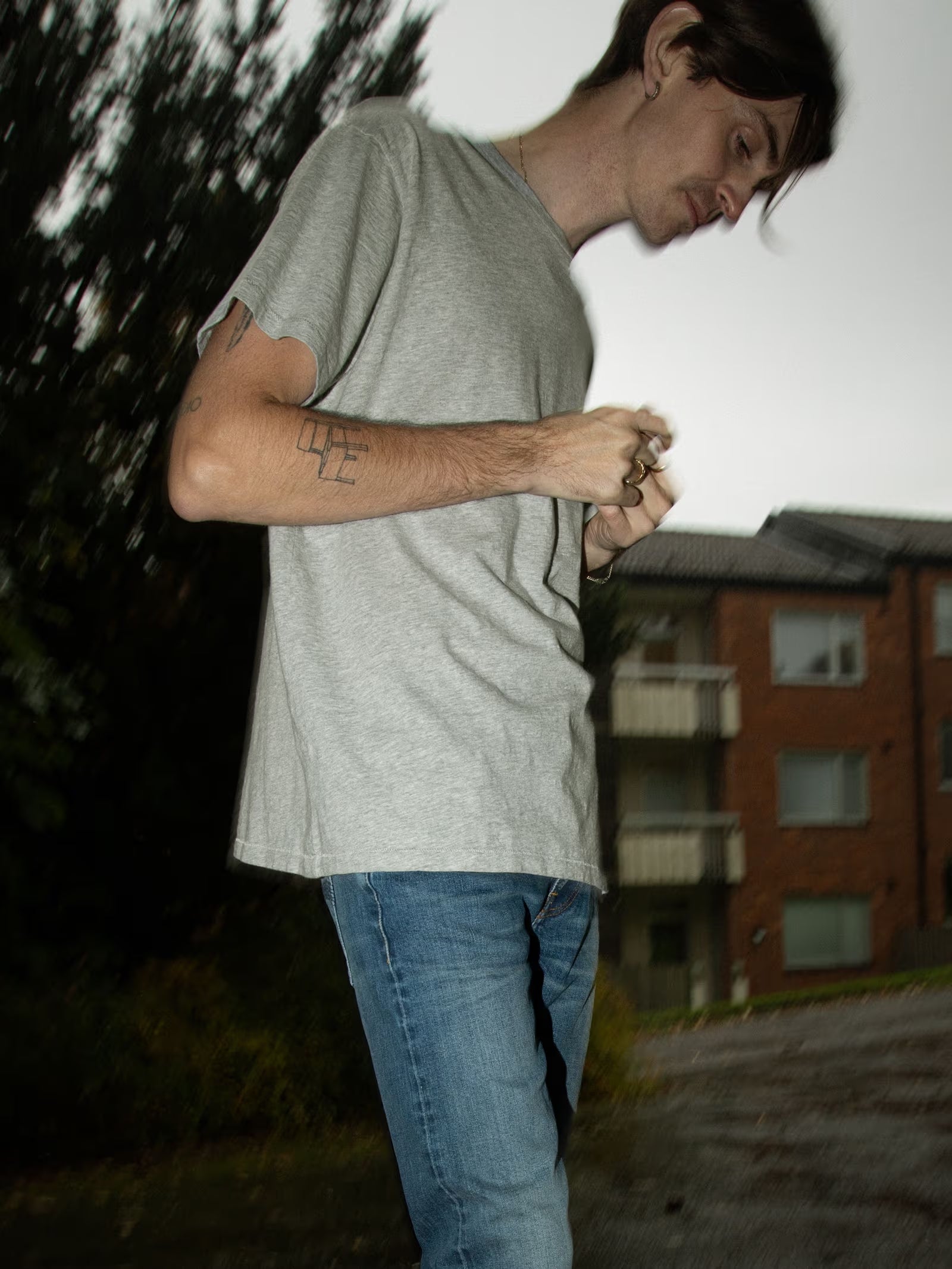Nudie Jeans Roffe Melange T-Shirt Greymelange