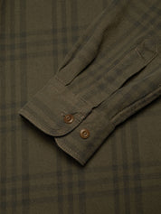 Nudie Jeans Julian Worker Plaid Check Shirt Olive