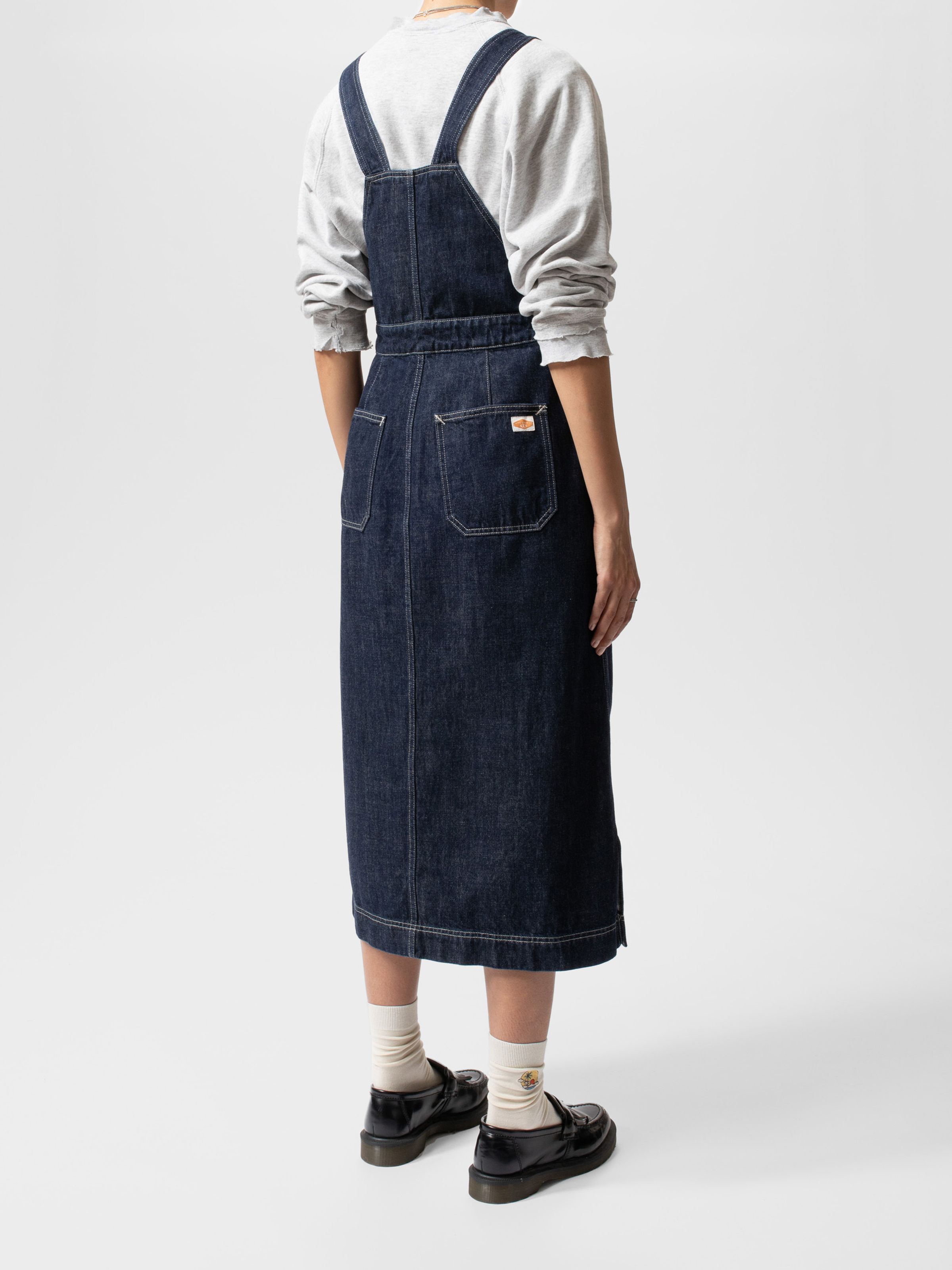 Nudie Jeans Malwa Workwear Denim Dress Dark Blue