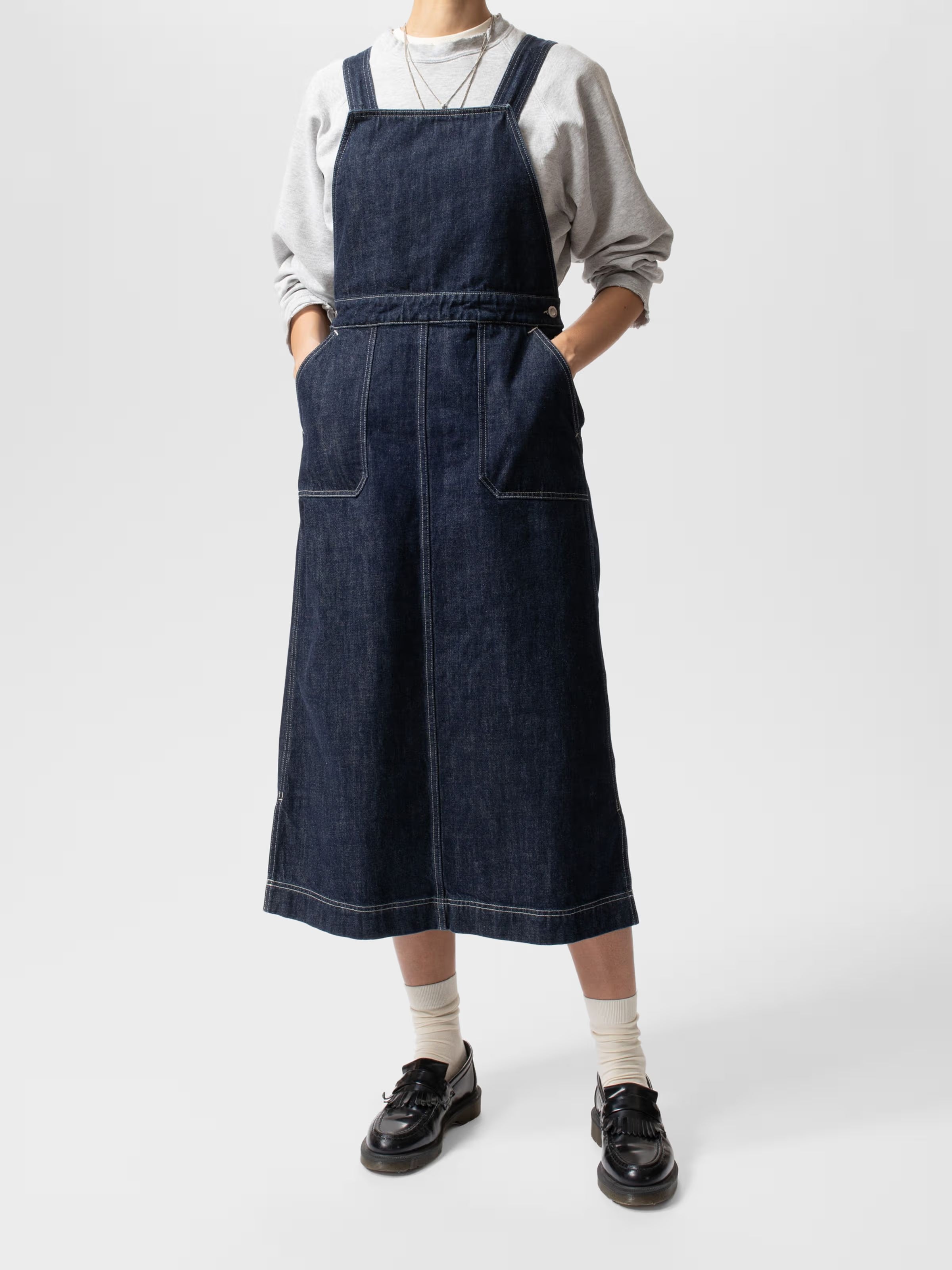 Nudie Jeans Malwa Workwear Denim Dress Dark Blue