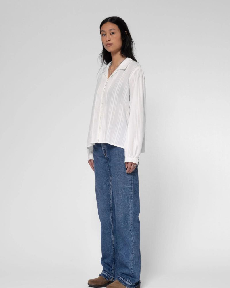 Nudie Jeans - Edith striped dobby blouse offwhite