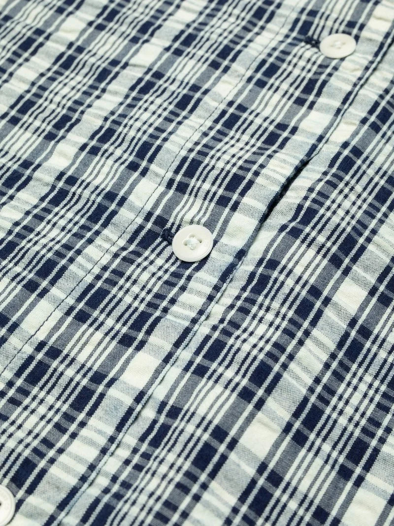 Nudie Jeans - Jutta Shirt Indigo Seersucker Blue/Offwhite