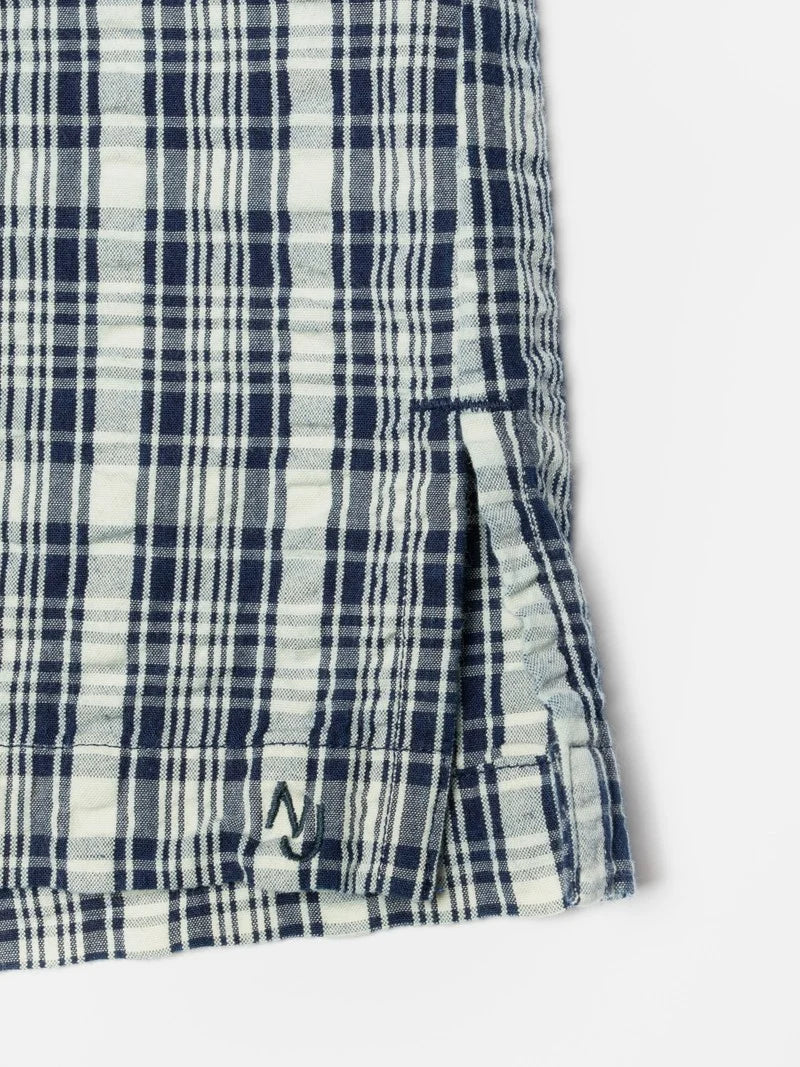 Nudie Jeans - Jutta Shirt Indigo Seersucker Blue/Offwhite