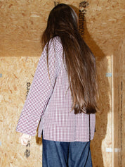 Nudie Jeans Sassa Shirt Check Wine/Offwhite