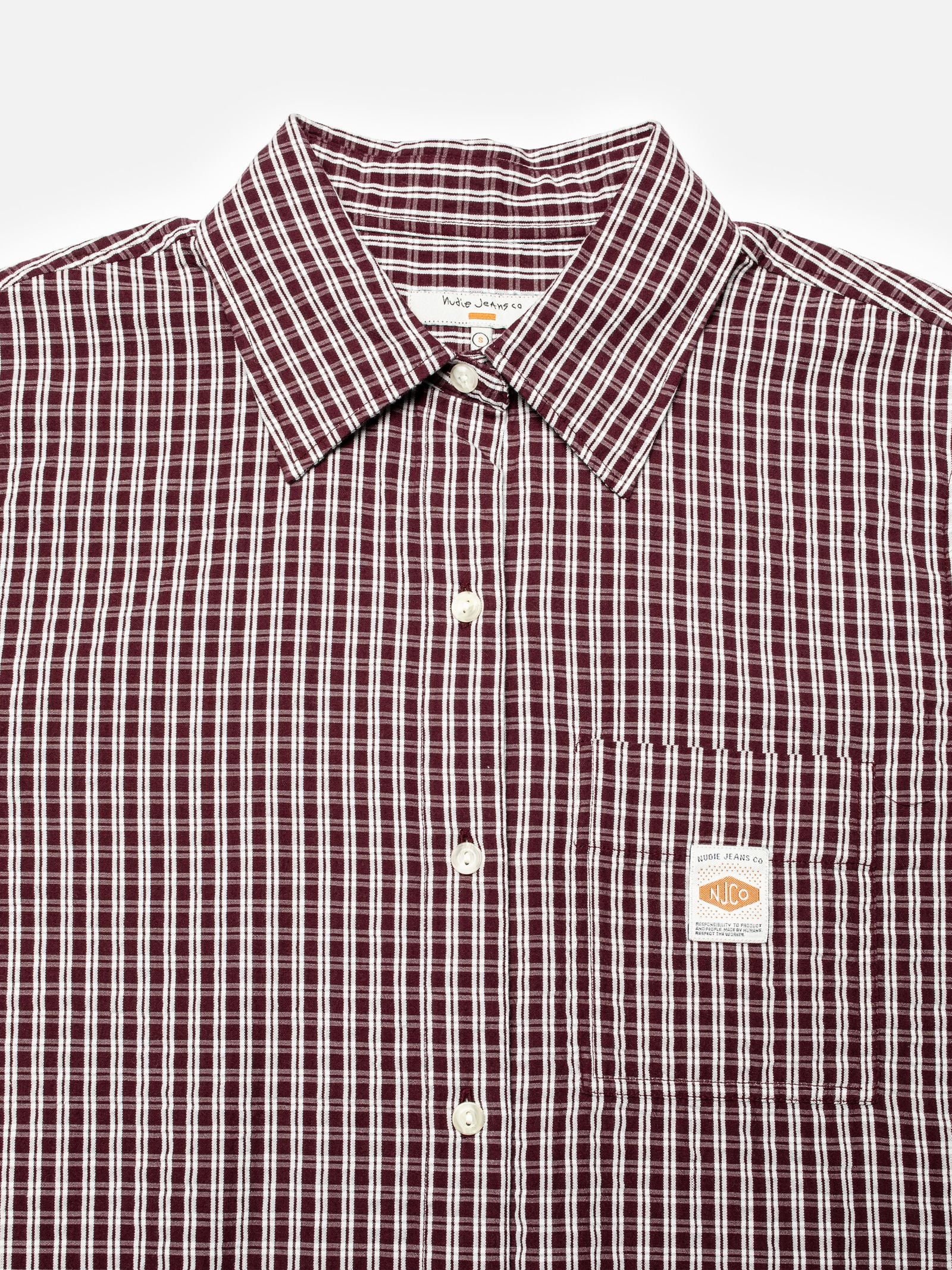 Nudie Jeans Sassa Shirt Check Wine/Offwhite