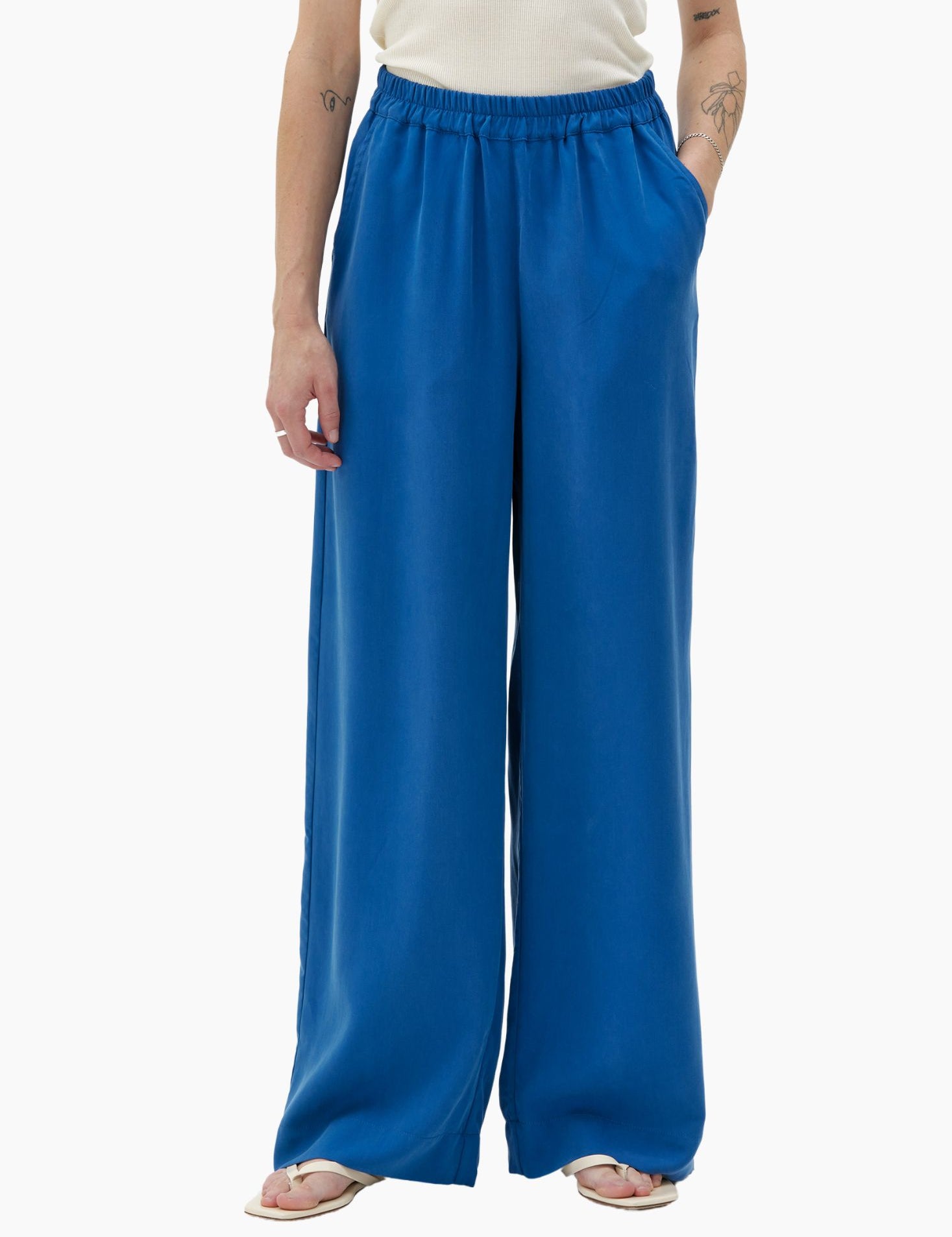 Maska - Thea flowy tencel pants - Medium Blue