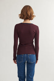 Basic Apparel Ludmilla LS Tee Bordeaux truffle / Sky captain