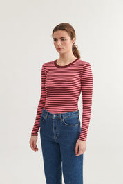 Basic Apparel Ludmilla LS TeeBubble gum/Bordeaux Truffle