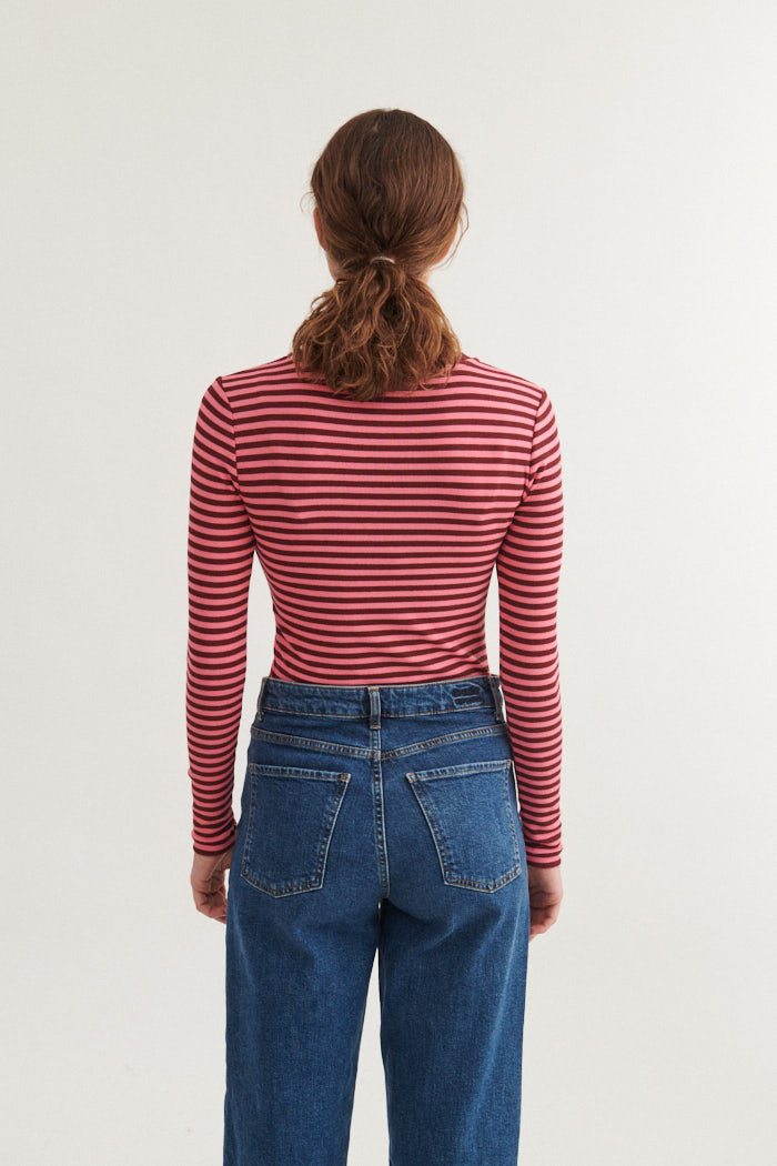 Basic Apparel Ludmilla LS TeeBubble gum/Bordeaux Truffle