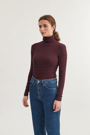 Basic Apparel - Ludmilla High-neck - Bordeaux truffle / Sky captain