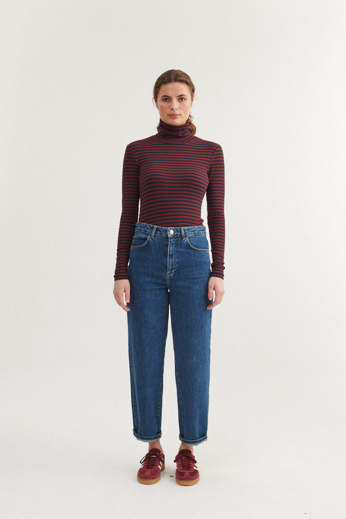 Basic Apparel - Ludmilla High-neck - Bordeaux truffle / Sky captain