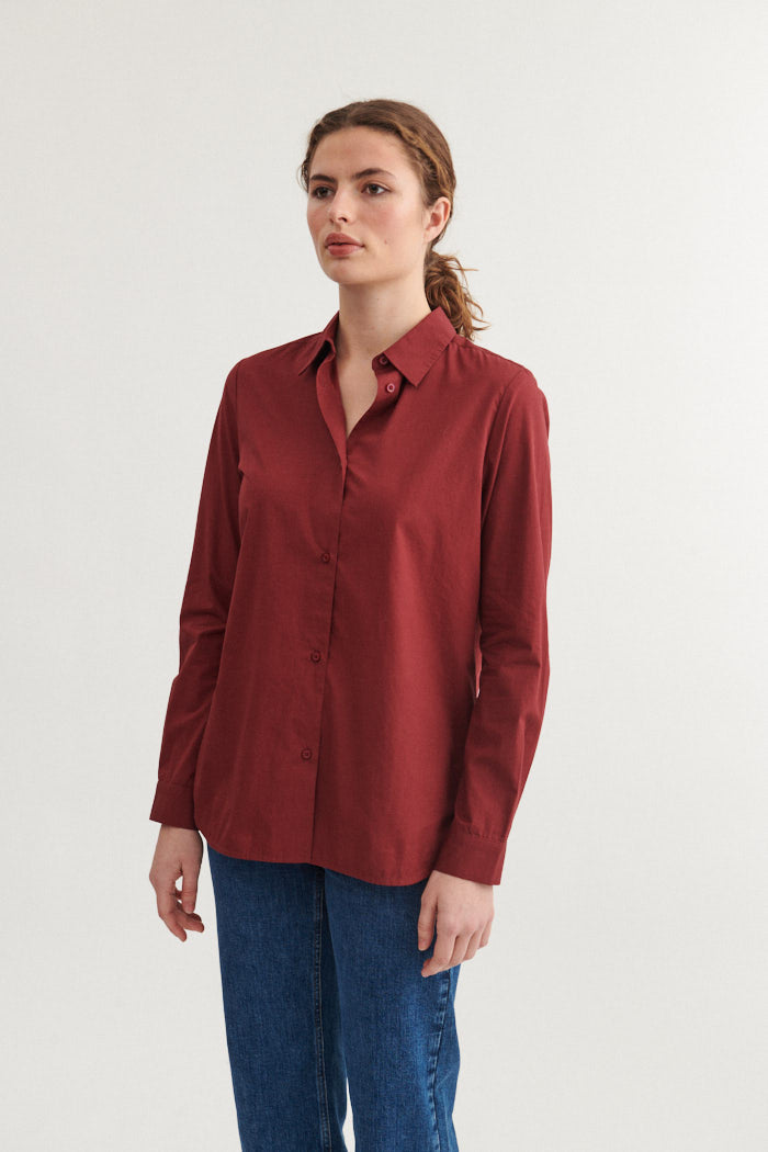 Basic Apparel Vilde Classic Shirt Bordeaux Truffle